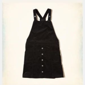 NWOT Hollister black corduroy overall dress
